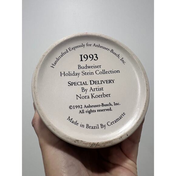 1993 Anheuser-Busch Budweiser Holiday Stein titled "Special Delivery" - Picture 6 of 10